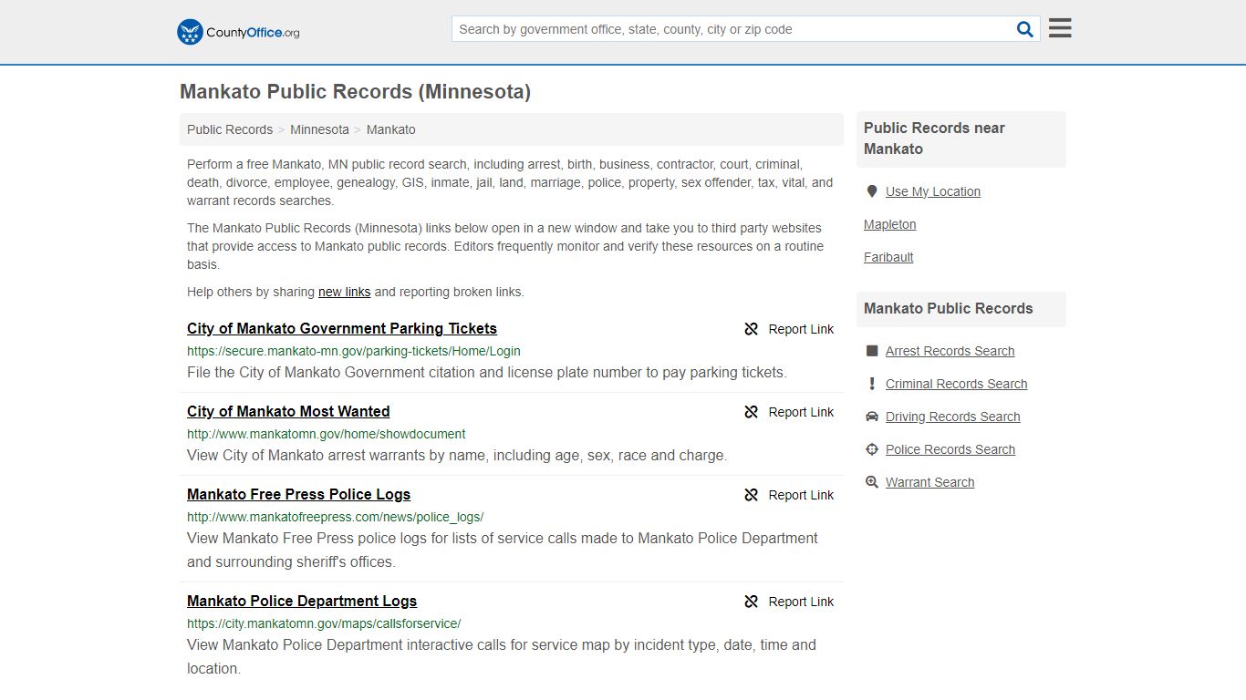 Mankato Public Records (Minnesota) - County Office